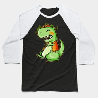 Tyrannosaurus Rex T-Rex With Vest And Pumpkin For Halloween Baseball T-Shirt